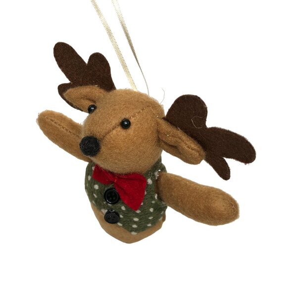 Christmas Ornament Stuffed Animal Plush Bowtie Moose Holiday Tree Wreath Decor - Picture 13 of 13
